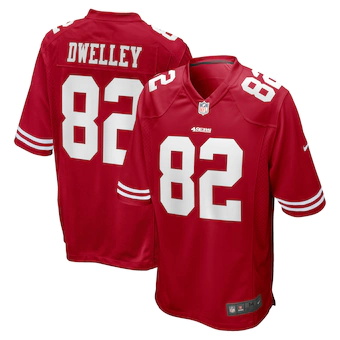 mens nike ross dwelley scarlet san francisco 49ers game jer